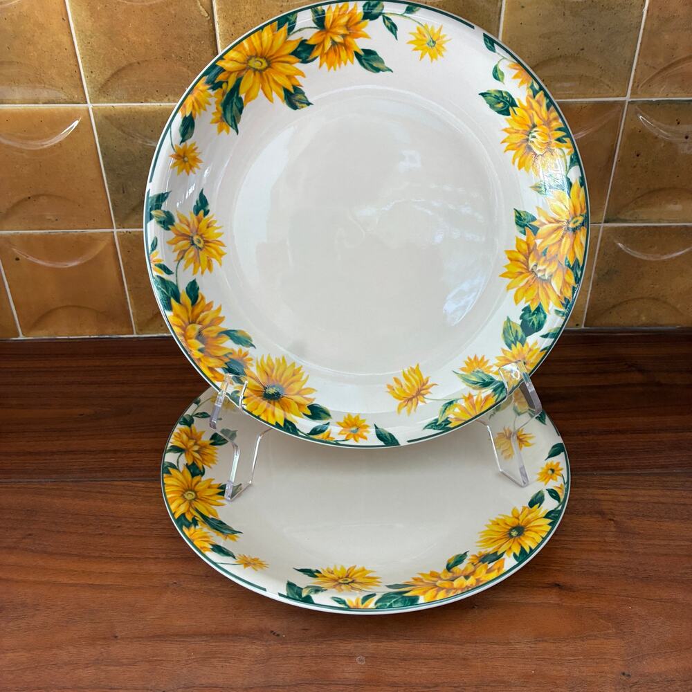Thomson Pottery 10.25" Sunflower Dinner Plates Set of 2